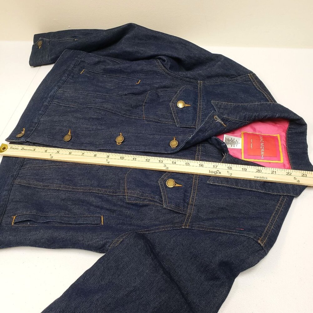 Isaac Mizrahi for Target Womens Denim Jacket Pink Lining Size L - Picture 7 of 9